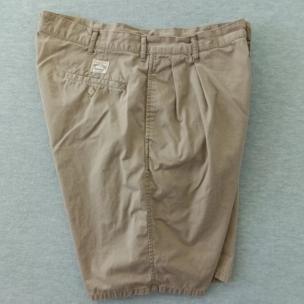 Polo Ralph Lauren Mens Pleated Chino Shorts Khaki Tan Cotton USA Made Size 35
